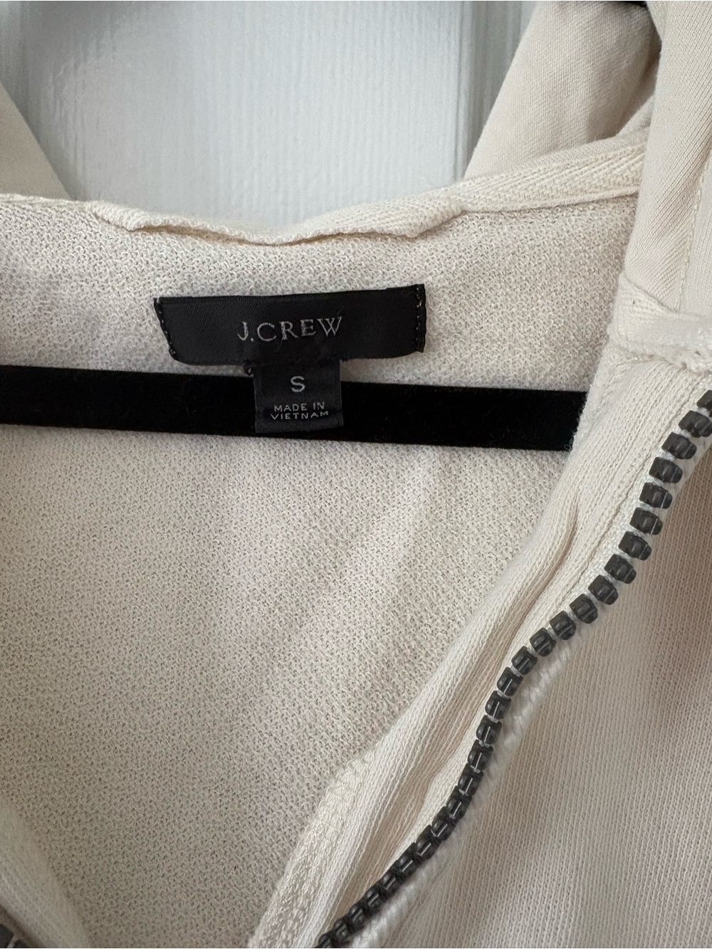 J.Crew Cream Quarter Zip Hooded Pullover Sweatshirt Size S - Picture 2 of 2